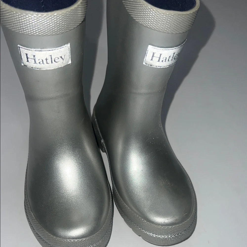Hatley Metallic Gray Kids Rain Boots